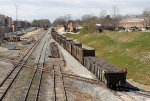 Train E60 is backing its track towards Glenwood Yard using the newly installed track